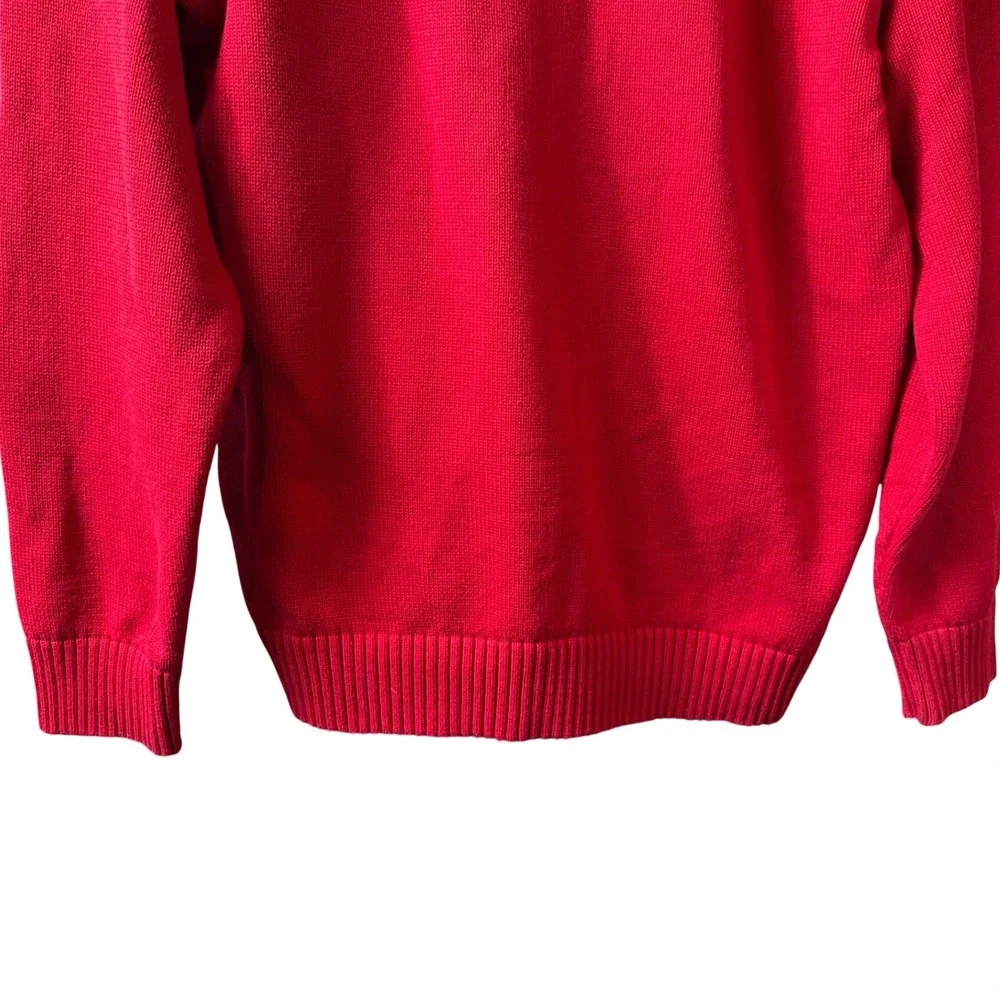 VTG Tommy Hilfiger Men's Red Crew Neck Long Sleeve Sweater Large Preppy